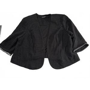 Brianna Malay Women's Black Textured Open Front Jacket